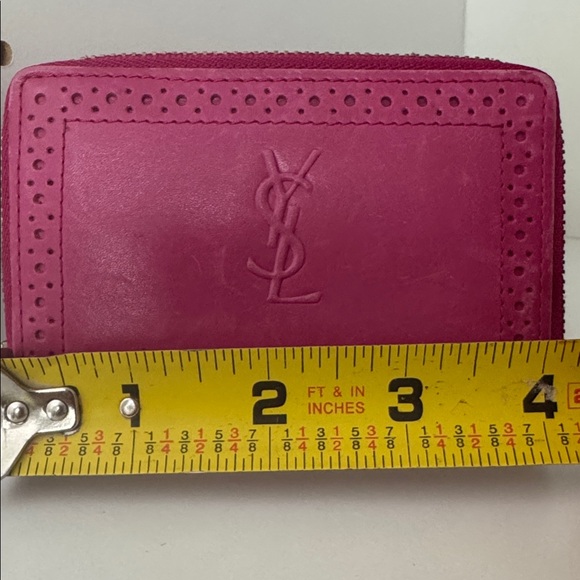 YSL - Yves Saint Laurent Magenta Leather Compact Wallet - with COA - Picture 9 of 10